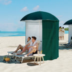 Outsunny 2x2m Beach and Garden Umbrella with Awning, Polyester and Metal, Green and White