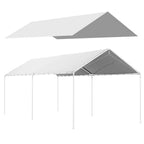 Outsunny 6x3m White Anti-UV PE Carport Replacement Cover with Bungee Cords
