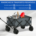Outsunny Garden Trolley max load 70kg with Telescopic Handle, in Metal and Oxford Fabric, 108x55 cm, Gray - Borgè