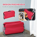 Foldable Bed for Small Dogs for Indoors and Outdoors, Metal and Oxford Fabric, 71x58x20 cm, Red
