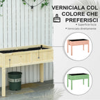 Outsunny Folding Wooden Raised Garden Bed with Drainage Holes, 115x56x76 cm, Wood Color