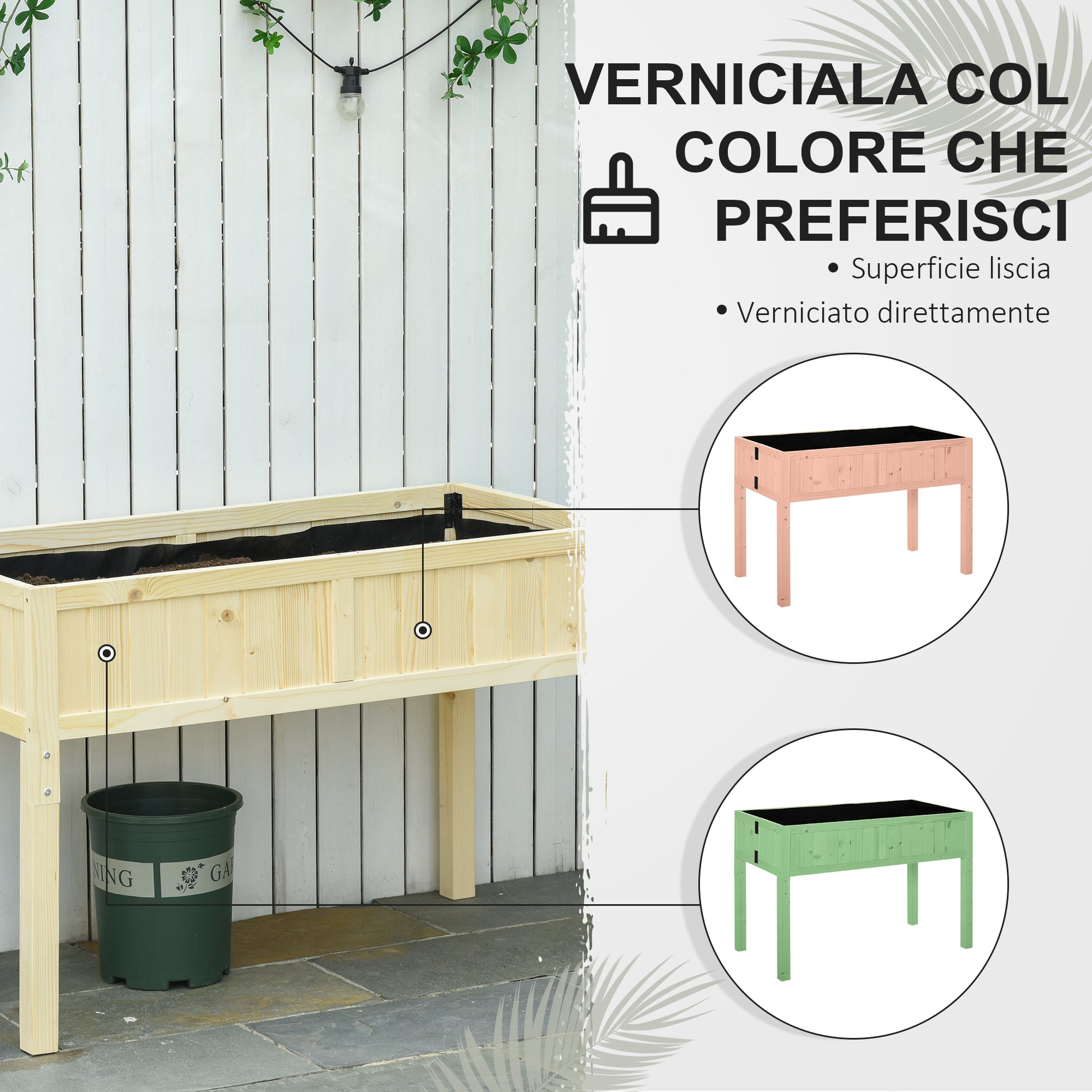 Outsunny Folding Wooden Raised Garden Bed with Drainage Holes, 115x56x76 cm, Wood Color