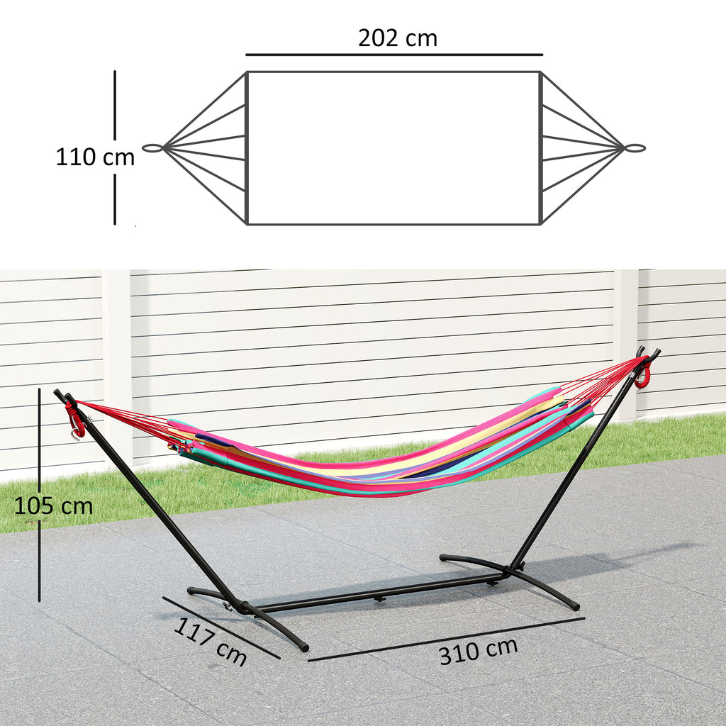 Outsunny Freestanding Hammock with Stand, Adjustable Height and Carry Bag, 310x117x105 cm, Red