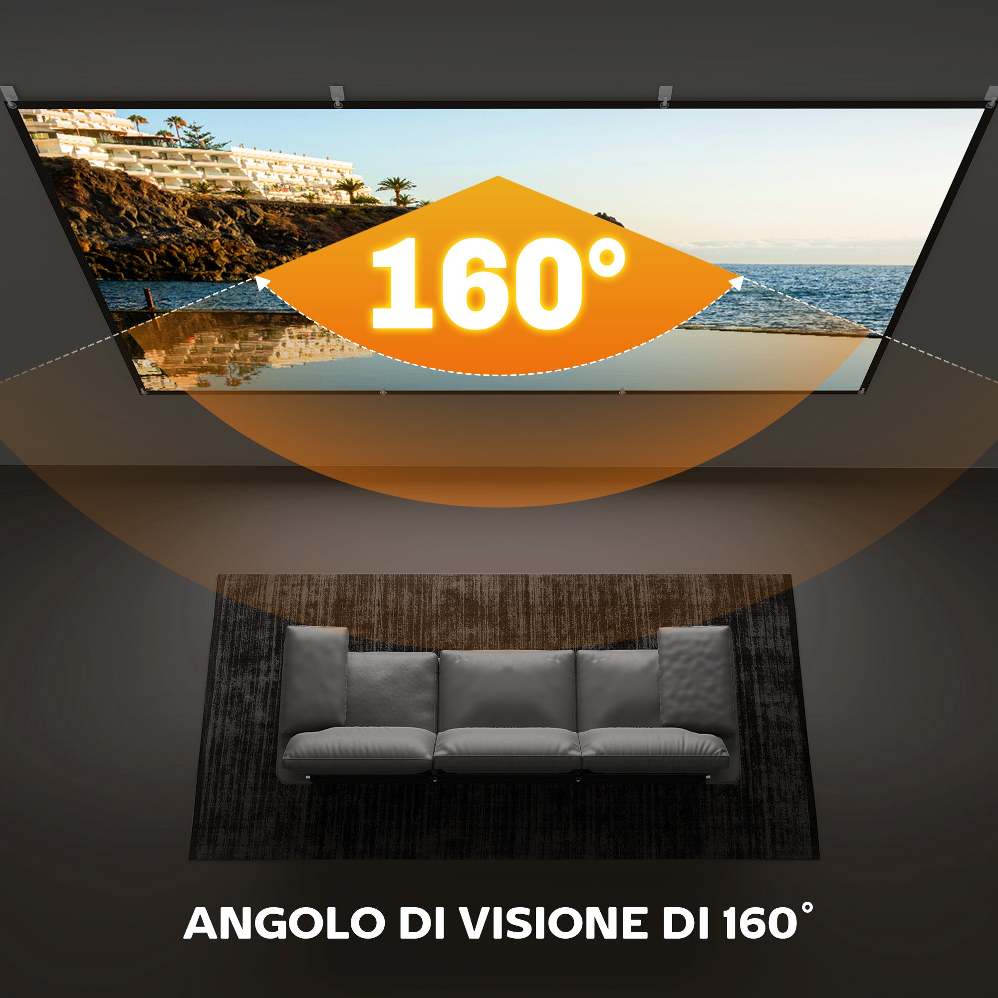 HOMCOM 120" 16:9 HD 4K/8K Projector Screen, Foldable and Portable, Anti-Wrinkle and Washable, Double-Sided, White