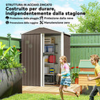 Outsunny 1.1m² Steel Garden Shed with Lockable Sliding Door, 136x87x179cm, Brown
