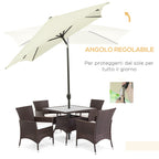 Outsunny 2x3m Rectangular Umbrella, in Aluminum, Metal and Polyester with Adjustable Angle, Cream White and Black