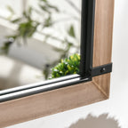 HOMCOM Arched Wall Mirror with Modern Details and Hooks, Wood and Glass, 60x93 cm, Brown and Black