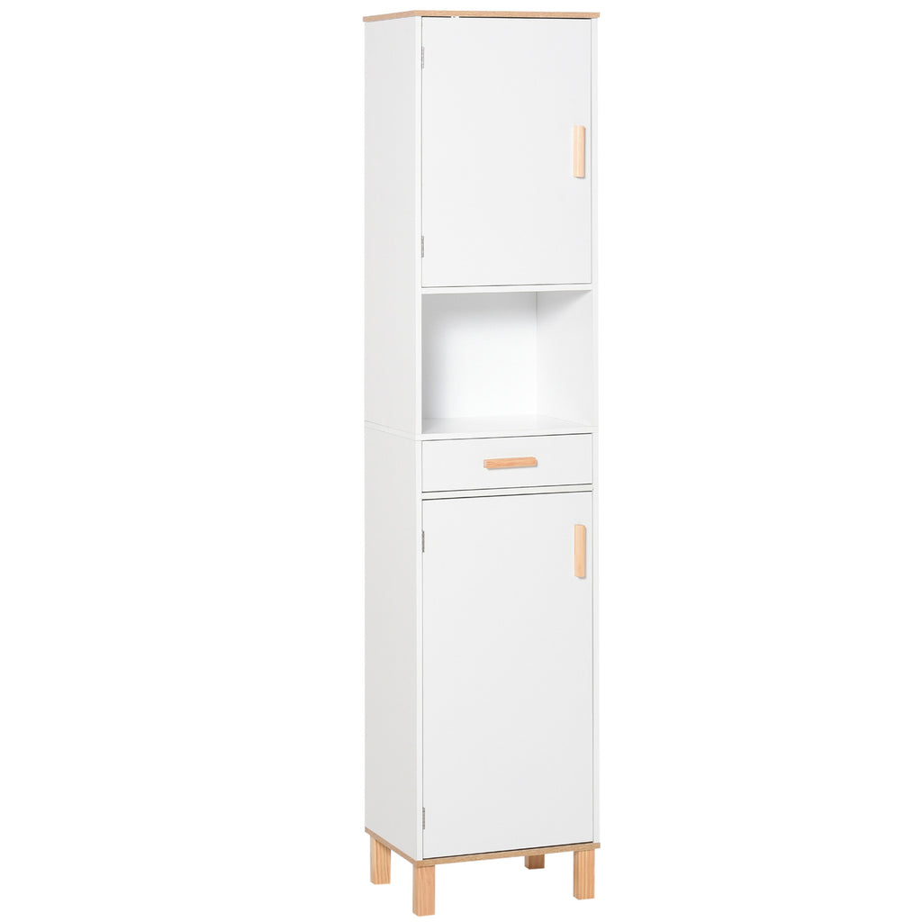 Kleankin Mobile Salvatius Wooden Wooden Bathroom, Column Mobile With Cabinets And Drawer 39x30x180cm - Borgè