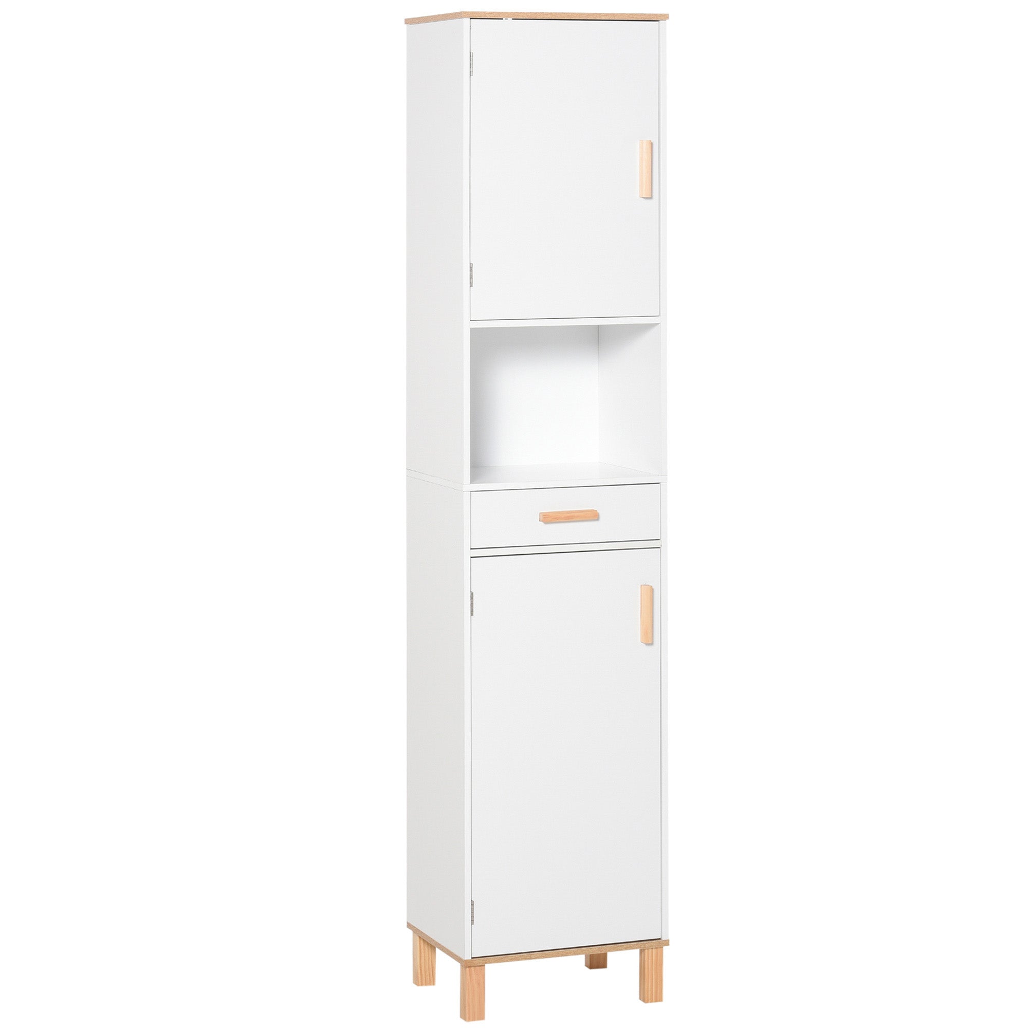 Kleankin Mobile Salvatius Wooden Wooden Bathroom, Column Mobile With Cabinets And Drawer 39x30x180cm - Borgè