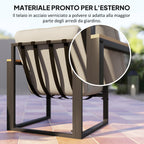 4 Piece Garden Set with 2 Chairs, 2 Seater Sofa and Coffee Table, Steel and Polyester, Light Grey and Black