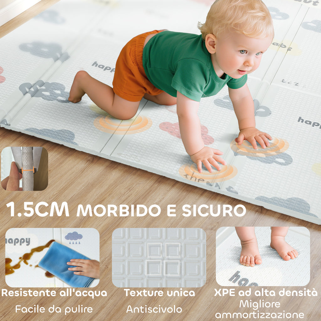 Children's Rug with Alphabet Letters and Waterproof Surface in Multicolor XPE, 194x176.5x1.5 cm