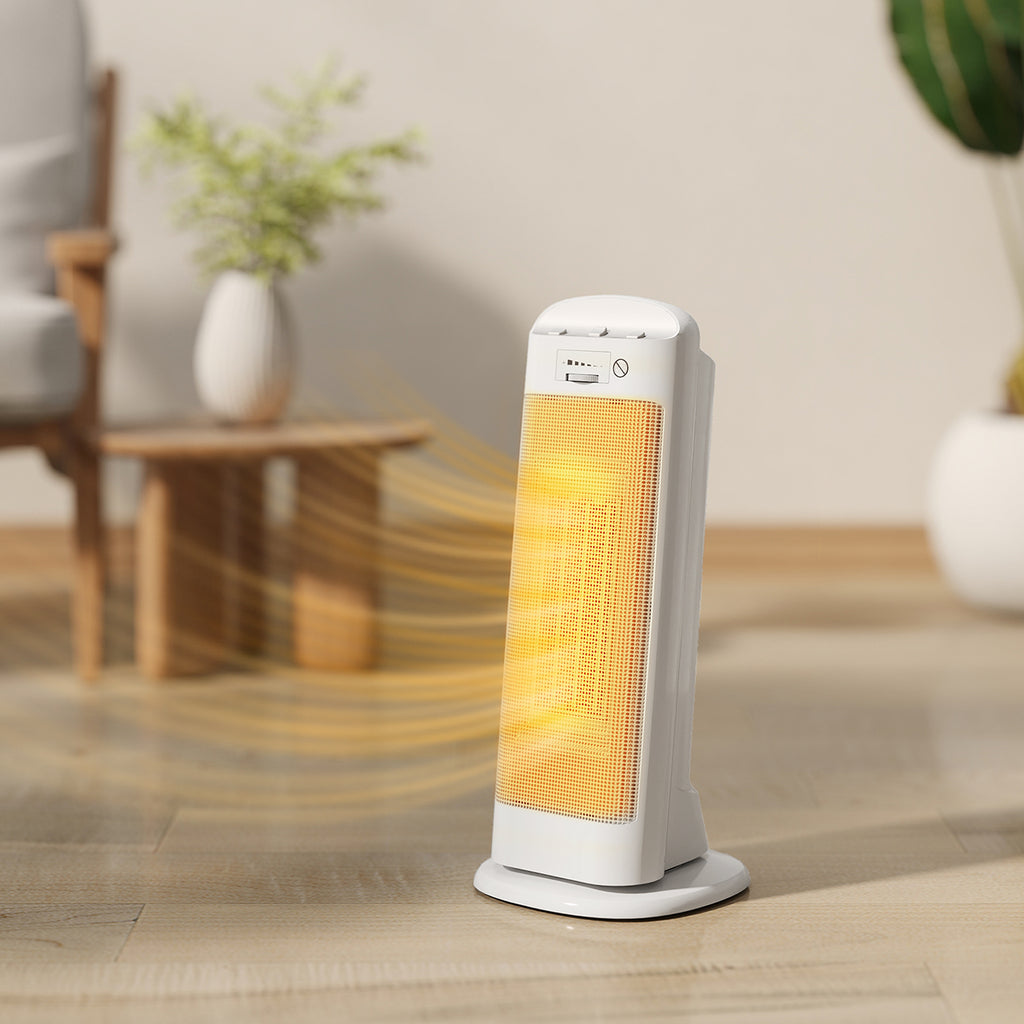 2000W Electric Ceramic Heater, 4 Modes and Adjustable Heating, 55° Oscillation, White