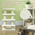 4-Step Plush Dog and Cat Ladder, Non-Slip Pet Steps for Cats and Dogs, Puppy Steps for Bed and Sofa, 61x41x60cm Cream
