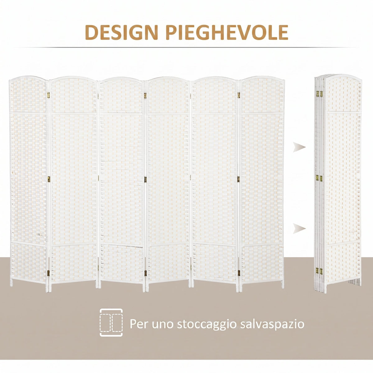 HOMCOM 6-Panel Folding Room Divider, 240x170 cm, White