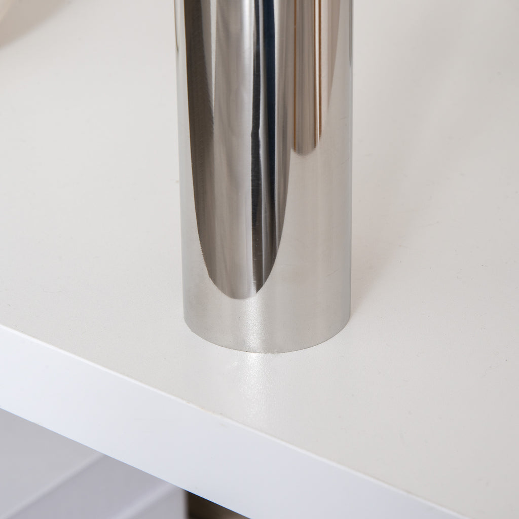 Homcom Modern Angular Wooden Desk with drawer, locker and shelves, office furniture and home, white - Borgè