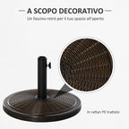 14kg Concrete and Plastic Umbrella Base with Rattan Effect Ø48x34cm, Bronze