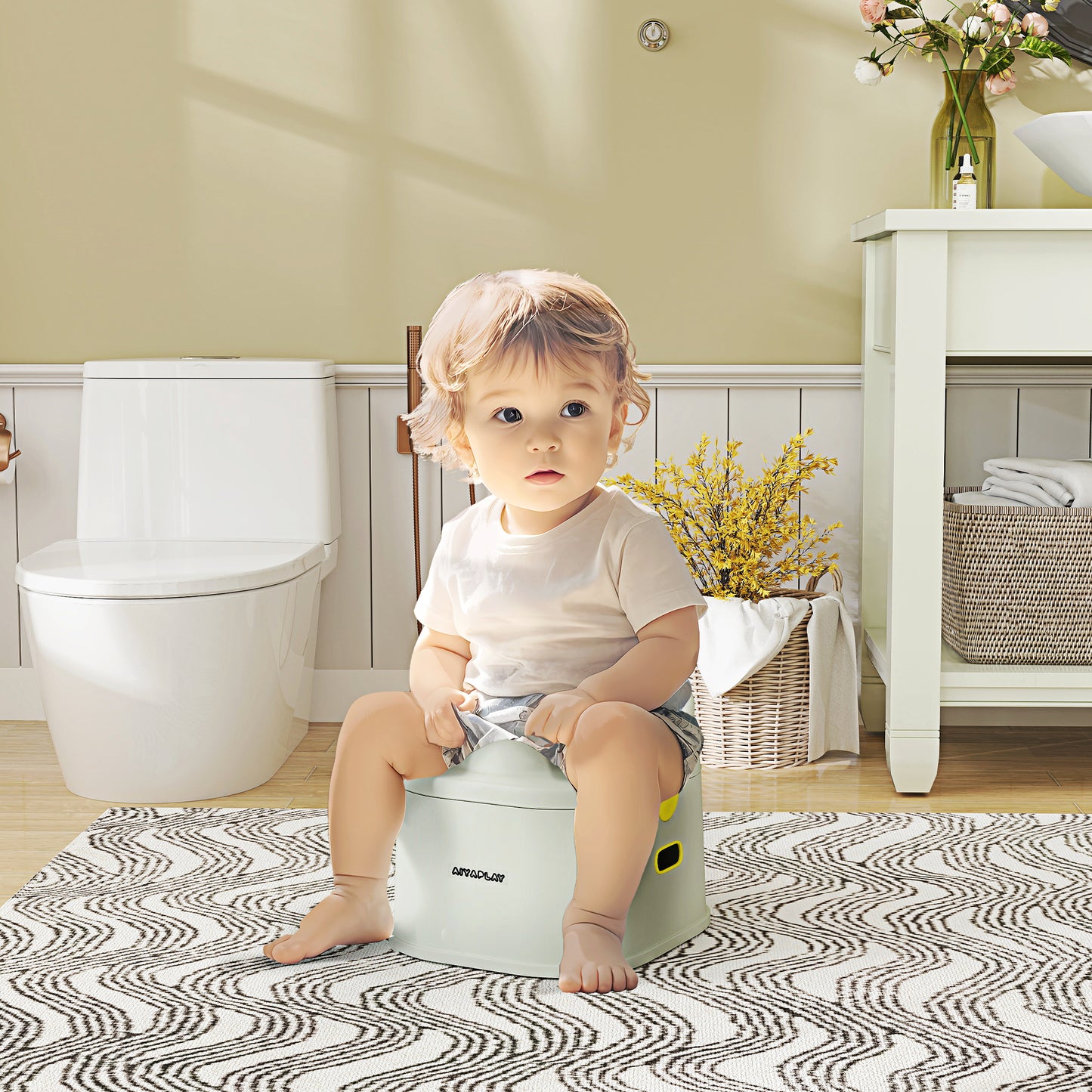 3-in-1 Children's Potty with Removable Tray and Padding, Age 6 Months-6 Years, Grey