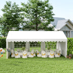 Outsunny 6x4m Party Tent with Removable Walls, Doors and 6 Windows, White