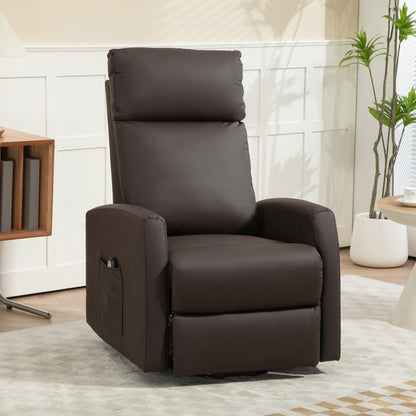 145° Reclining Lift Chair with Remote Control and Footrest, Dark Brown PU Leather, 67x95x105 cm