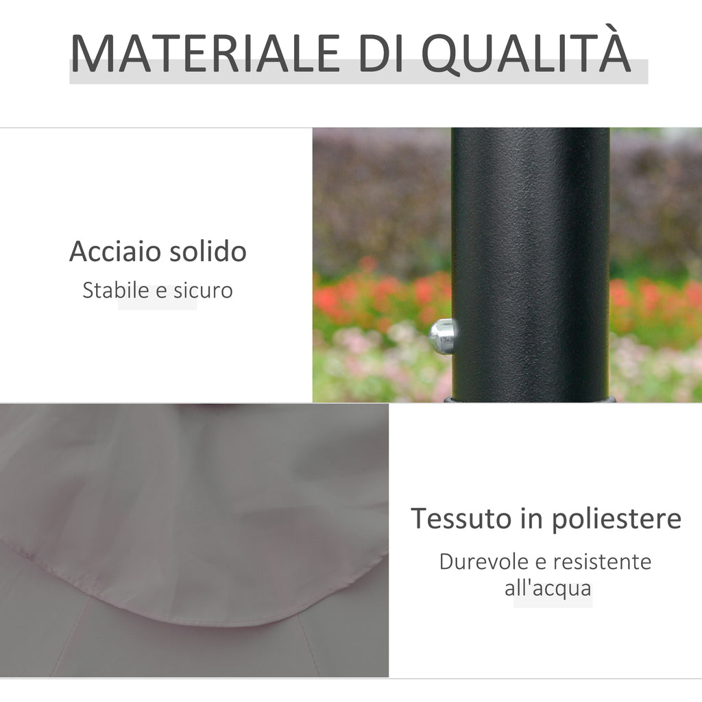 Outsunny Tilting Garden Umbrella Ø265 cm with 32 Solar LED Lights and Crank Handle, Grey