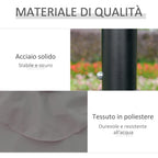 Outsunny Tilting Garden Umbrella Ø265 cm with 32 Solar LED Lights and Crank Handle, Grey