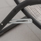 Ergonomic Folding Outdoor Sun Lounger in Metal and Mesh Fabric, 170x62x68cm, Grey - Borge' Group Limited