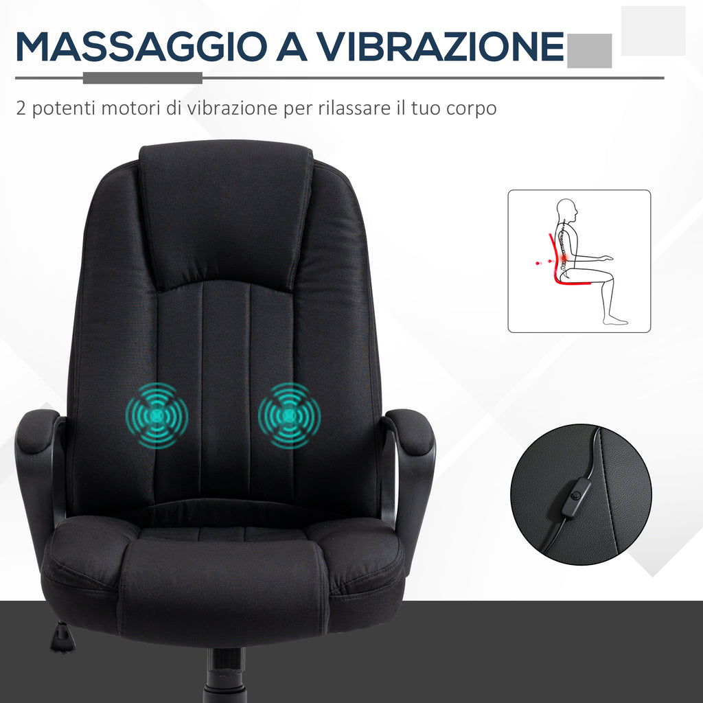 Height-Adjustable Massage Office Chair, 60x74x106-116cm, Black