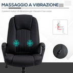 Height-Adjustable Massage Office Chair, 60x74x106-116cm, Black