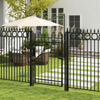 Safety Gate with Lock, 3 Keys and 2 Posts, in Galvanized Steel, 107x204 cm, Black