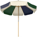Outsunny Garden Umbrella with Wood Effect Frame, Color Block Canopy with 8 Ribs, UV 30+