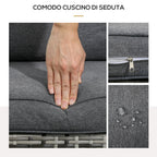 Adironrack Garden Chair with Armrests, Rattan and Steel, 64x80x90 cm, Grey