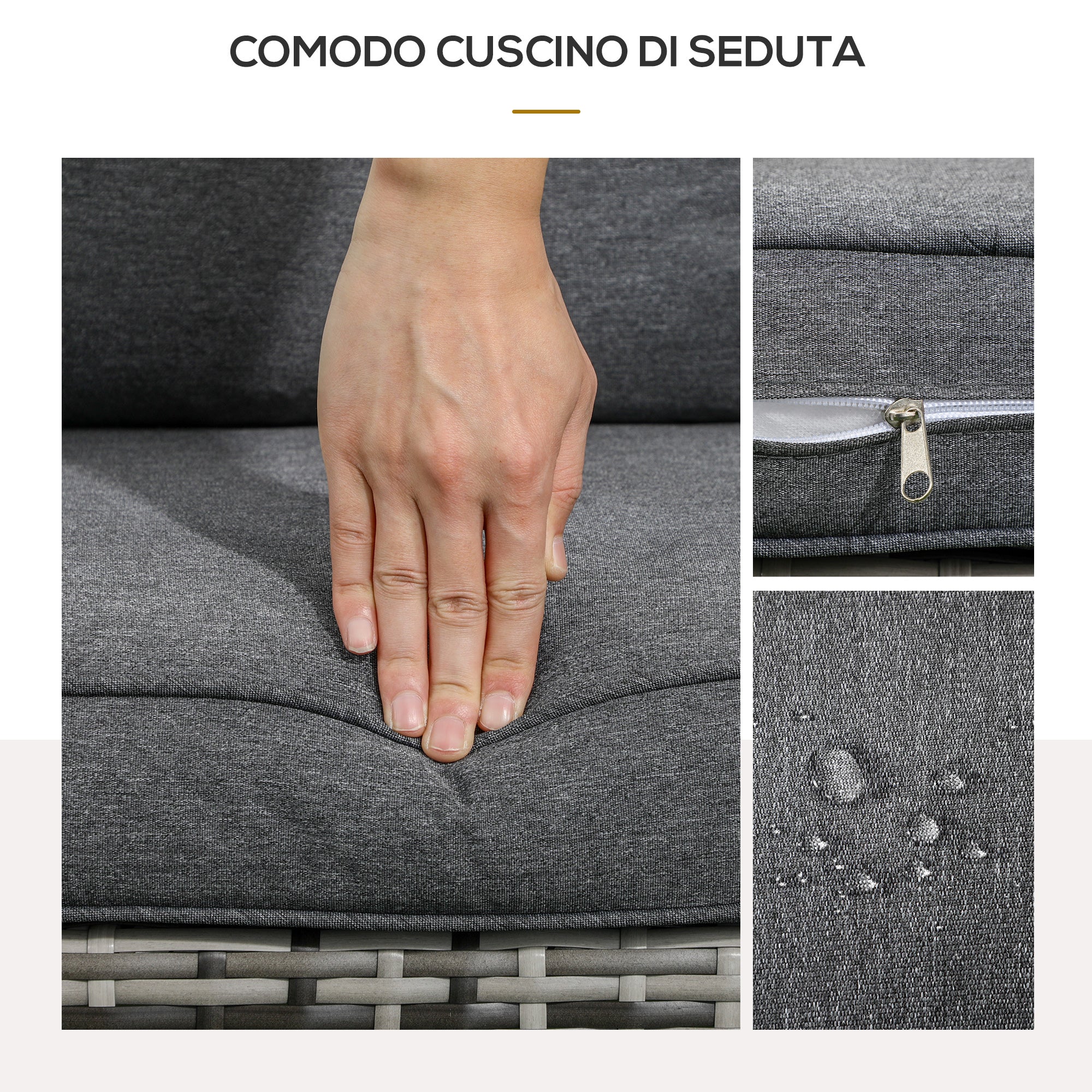 Adironrack Garden Chair with Armrests, Rattan and Steel, 64x80x90 cm, Grey