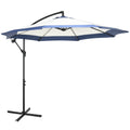 Garden Umbrella with Arm 3x2 m with Crank, Metal and Polyester, Dark Blue and Cream