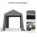 Garage Tent 2.4x2m for Vehicles and Bicycles in Metal and PE Fabric, Dark Gray