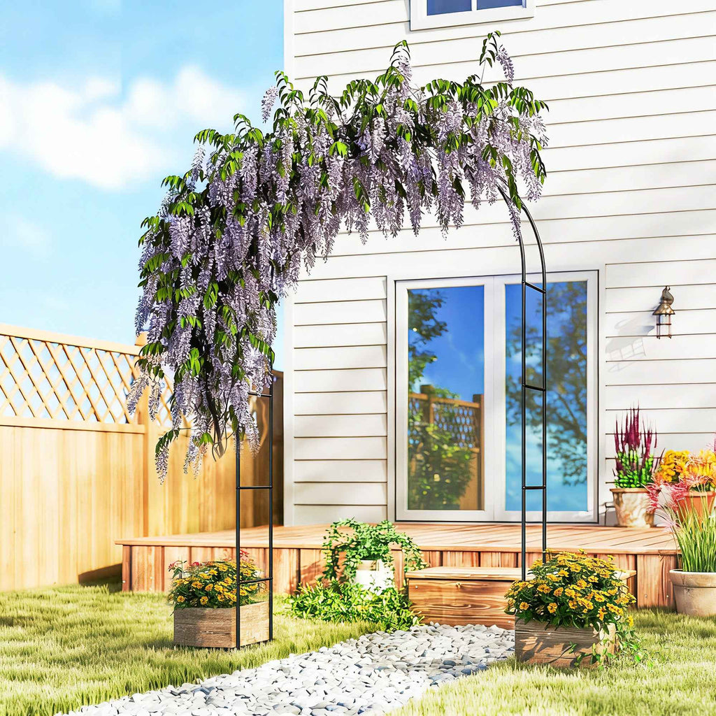 Outsunny Metal Garden Arch with Base for Climbing Plants for Weddings, Birthdays and Events, Black