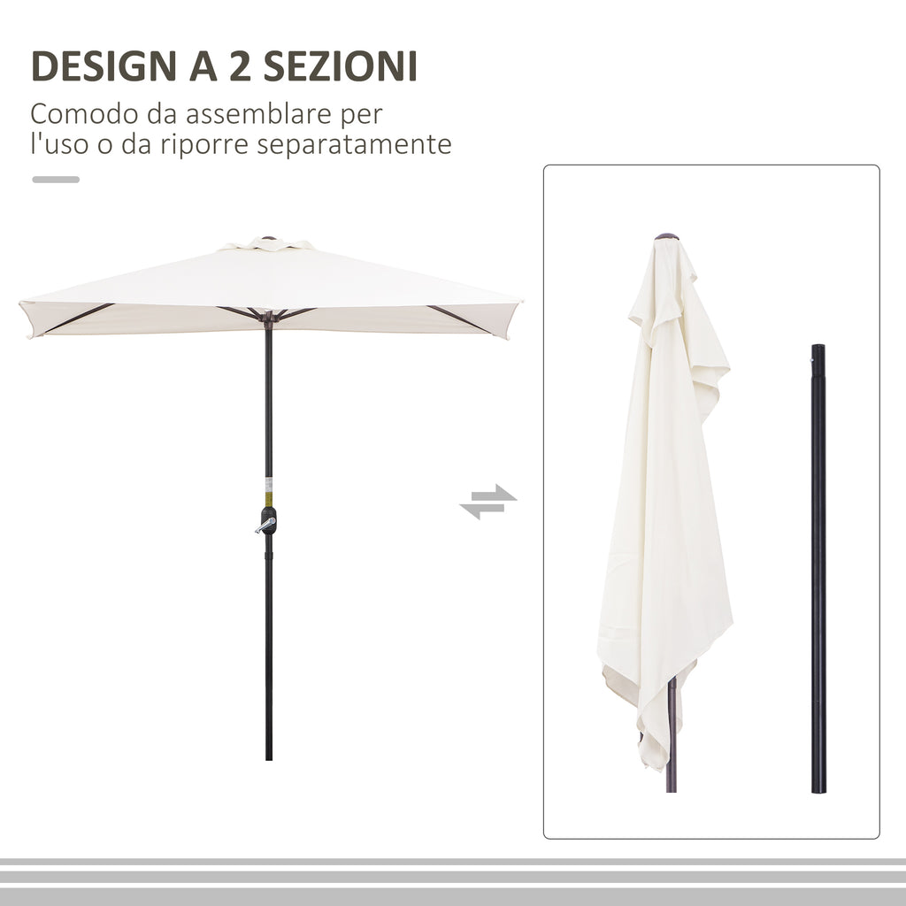 Space-saving Mezzaluna Wall Parasol with Crank Opening, Cream - Borgè