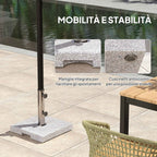 Outsunny 21kg Granite Square Umbrella Base with Handles and 2 Adjustable Knobs, Grey