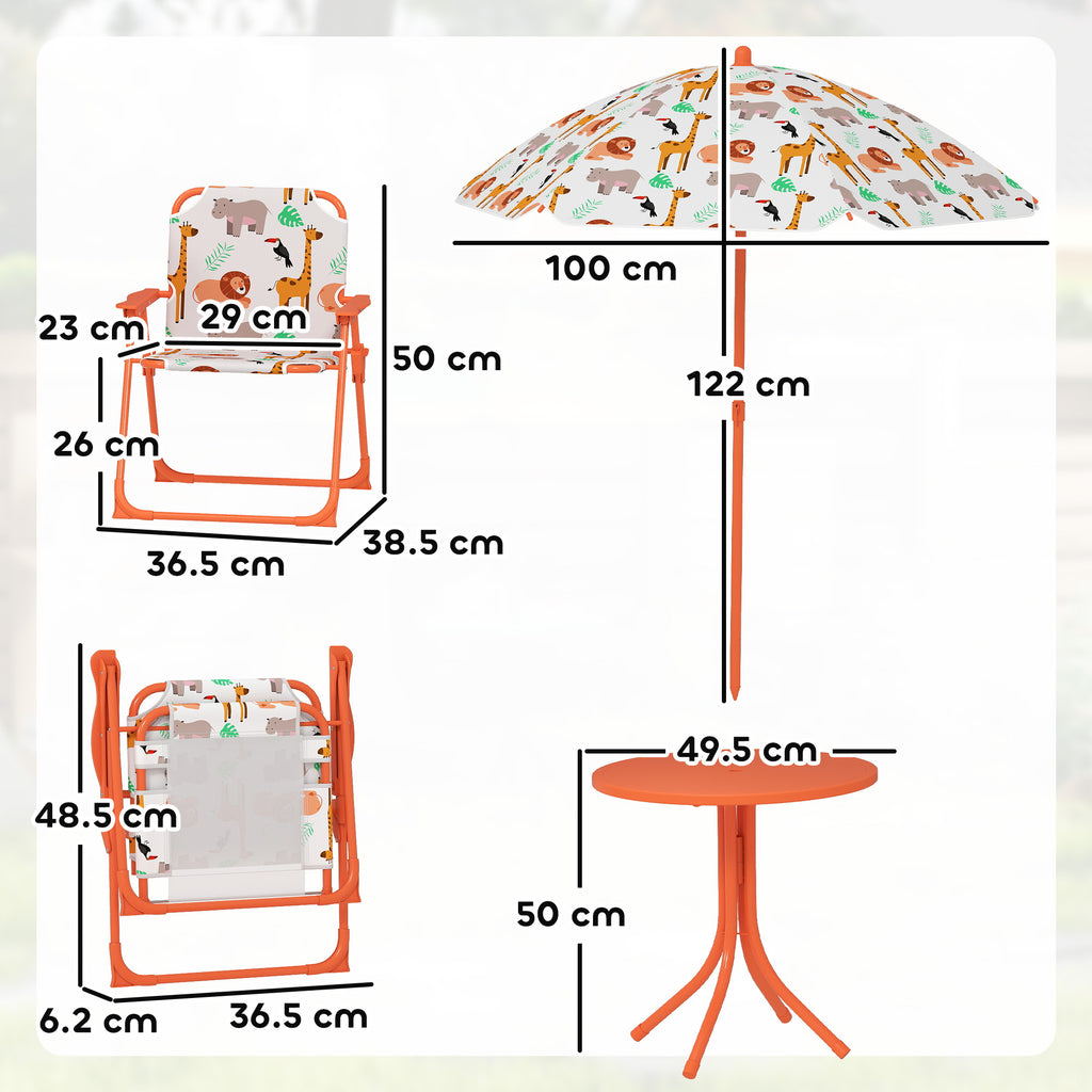 AIYAPLAY Children's Garden Set Picnic Table with Orange Umbrella