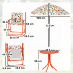 AIYAPLAY Children's Garden Set Picnic Table with Orange Umbrella