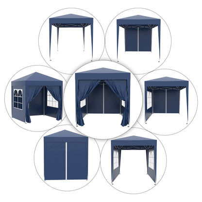 Outsunny folding gazebo pop up 2x2 m with 4 walls removable in polyester and steel, blue - Borgè