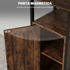 Industrial Bedside Table with 2 Shelves and Adjustable Internal Shelf, in Wood and Steel, 34x30x80 cm, Brown