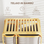Bamboo Laundry Basket with 3 Bags and Removable Fabric Shelves, 50x32x69.7 cm, Bamboo and Cream