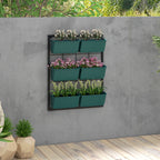 Outsunny 3-Tier Wall-Mounted Vertical Vegetable Garden with 6 Pots, Steel and Plastic, 52x14x66 cm, Green