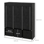 HOMCOM Fabric Wardrobe Space-Saving Folding Closet 125x43x162.5cm Black