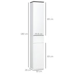 kleankin Bathroom Cabinet with Adjustable Shelf, 2 Closed Shelves and a Wooden Drawer, 30x28x180 cm, White