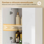 HOMCOM 2-Door Bathroom Cabinet with Drop-Leaf Laundry Basket and Open Shelf, 60x30x174 cm, Wood, White