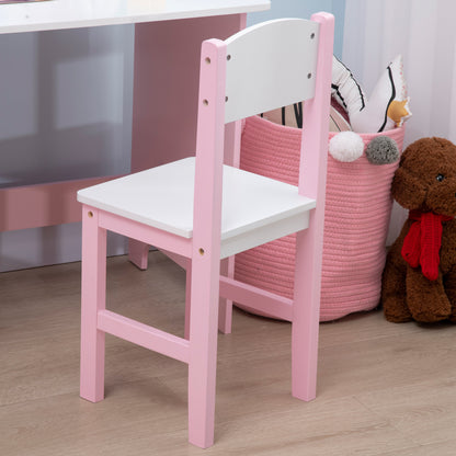 Wooden Table and Chair Set for Children 5+ Years with School Desk 90x45x85 cm and Chair 29x29x66 White and Pink