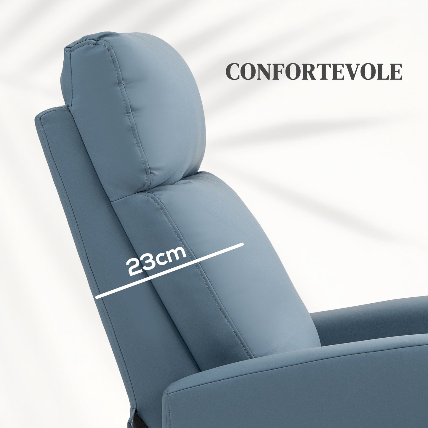 145° Reclining Lift Chair with Remote Control and Footrest, PU Leather Blue, 67x95x105 cm