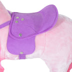 Rocking Horse for Children Ages 3+ with 4 Wheels, Realistic Sounds and Footrest, 65x28x75 cm, Pink