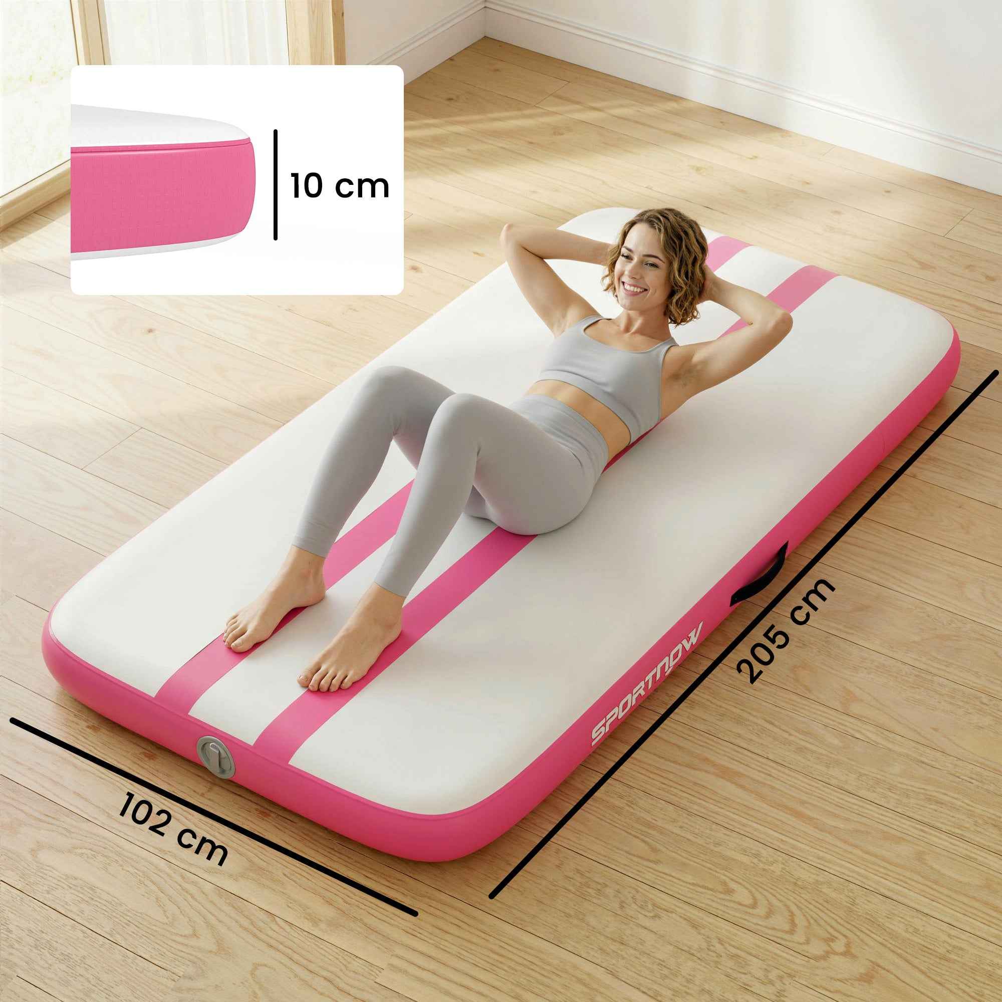 Inflatable Gymnastics Mat 2.05m with Electric Pump and Carry Bag